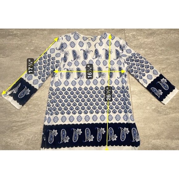 Bundle of TWO ~ Talbots Petite Small Button-Down Butterfly Shirt, Paisley Tunic - Picture 3 of 11